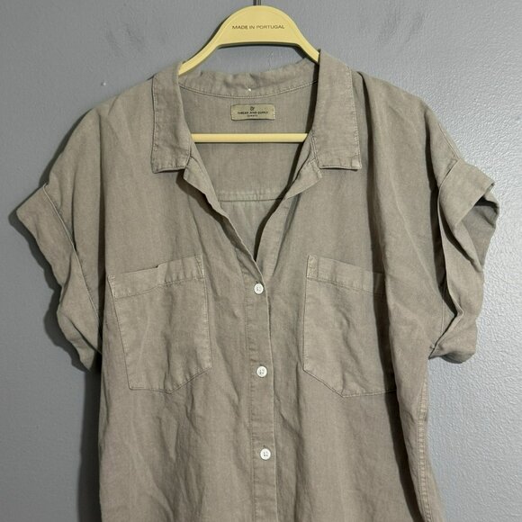 Thread Supply Linen Blouse Button Top Women Sz S Collar Oversized Loose Relaxed - Picture 10 of 12
